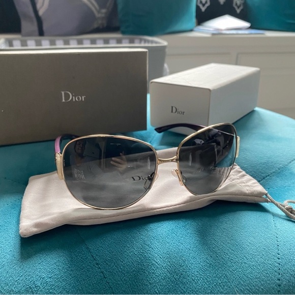 Dior Accessories - 💯AUTH CHRISTIAN DIOR SUNGLASSES IN BOX PURPLE ROUND FRAME OVERSIZED Y2K EUC